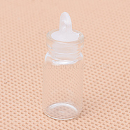 Glass Bottles, Beads Containers, with Plastic Tampions, Column, Clear, 29x11mm, Hole: 7mm, Capacity: 1.5ml(0.05 fl. oz)(AJEW-Q115-15)