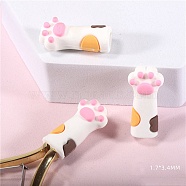 Cute Cat Paw Print Silicone Nail Art Cuticle Nipper Protective Cover, for Scissors and Tweezers, White, 3.4x1.7cm(PW-WG48554-01)
