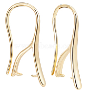 30Pcs Brass Dangle Earring Findings, Ear Wire with Pinch Bails, Real 14K Gold Plated, 19.5x11x2.5mm, Pin: 0.8mm(KK-BBC0008-54)