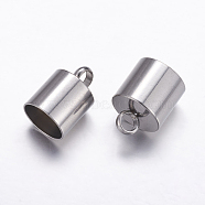 304 Stainless Steel Cord Ends, Stainless Steel Color, 12~14x10mm, Hole: 2.6mm, Inner Diameter: 9mm(STAS-P161-06-9mm)