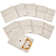 Square Velvet Jewelry Bags, with Snap Fastener, PapayaWhip, 10x10x1cm(TP-NB0001-41B-04)