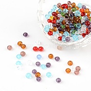 Faceted Rondelle Transparent Glass Beads, Mixed Color, 4x3mm, Hole: 1mm(GLAA-R152-4mm-M1)