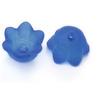 Chunky Blue Transparent Frosted Tulip Flower Acrylic Bead Caps, Lily of the Valley, 10mm wide, 6mm thick, hole:1.5mm(X-PL543-10)