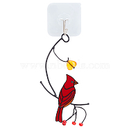 CREATCABIN 1 Set Alloy Enamel Pendant Decoration, with Plastic Adhesive Hook, Bird, for Home Windows Decoration, Red, 173x96x9.5mm, Hole: 12.5x8.5mm(HJEW-CN0001-13)