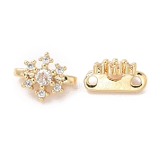 Christmas Brass Pave Clear Cubic Zirconia Slide Charms, Snowflake, Real 18K Gold Plated, 7.5x10x5mm, Hole: 1.2mm(KK-G465-39G)