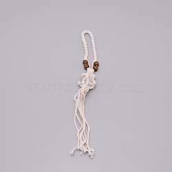 Irregular Gemstone Hanging Pendant Decoration, with Cotton Cord & Wood Beads, for Car Interior Ornament Accessories, 300~340mm(HJEW-TAC0001-10B)