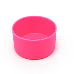 Silicone Nonslip Heat Resistant Reusable Cup Sleeve, Mug Cup Sleeve, Round Column, Deep Pink, 75x44mm, Hole: 67.5mm(SIL-WH0003-08C)