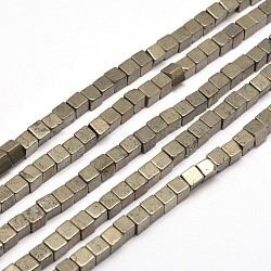 Cube Natural Pyrite Beads Strands, 10x10x10mm, Hole: 1mm, about 39pcs/strand, 15.7 inch(G-I126-17-10x10mm)