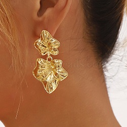 Maple Leaf Alloy Dangle Stud Earrings, Golden, 52x31mm(EJEW-L096-001G)