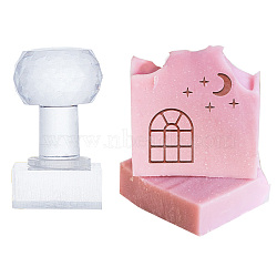 Clear Acrylic Soap Stamps with Big Handles, DIY Soap Molds Supplies, Moon, 64x50x50mm, Pattern: 35x35mm(DIY-WH0445-017)