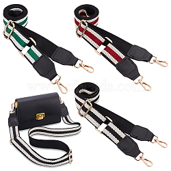 WADORN 3Pcs 3 Colors Adjustable Stripe Pattern Polyester Webbing Bag Straps, with Alloy Swivel Clasps, for Bag Replacement Accessories, Mixed Color, 77.5~140cm, 1pc/color(FIND-WR0009-50A)