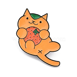 Cat Enamel Pins, Alloy Brooches for Backpack Clothes, Dark Orange, 24x31.5mm(JEWB-R053-04EB-01)