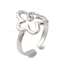 Non-Tarnish 304 Stainless Steel Open Cuff Rings, Hollow Flower, Stainless Steel Color, Inner Diameter: 18mm(RJEW-Q780-07P)