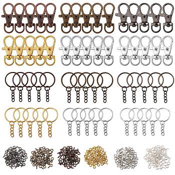 DIY Key Chain Making Finding Kit, Includign Alloy Swivel Lobster Claw Clasps, Iron Screw Eye Pin Peg Bails & Iron Split Key Rings, Mixed Color, 360pcs/set