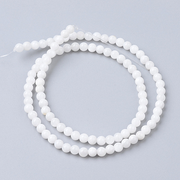 Natural Freshwater Shell Bead Strands, Round, 4mm, Hole: 0.5mm, about 99pcs/strand, 15.7 inch