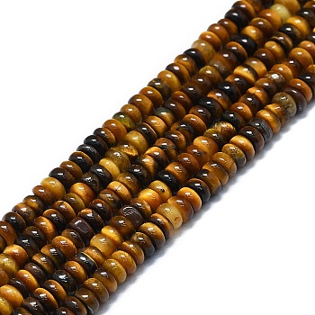 Natural Tiger Eye Beads Strands, Disc, 4x1.5~2mm, Hole: 0.5mm, about 96pcs/strand, 15.55''(39.5cm)