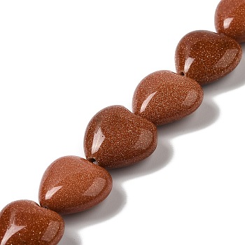 Synthetic Goldstone Beads Strands, Heart, 15x16x7.5mm, Hole: 1mm, about 12pcs/strand, 6.97''~7.09''(17.7~18cm)