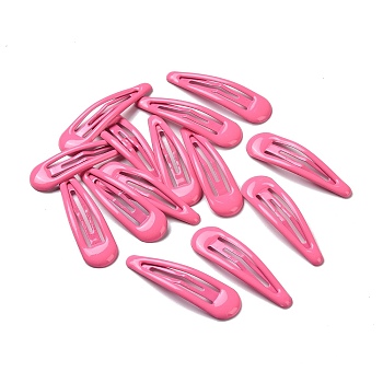Spray Painted Iron Snap Hair Clips, with Enamel, Hot Pink, 46.5x13mm