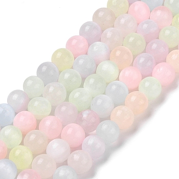 Macaron Color Natural Selenite Beads Strands, Dyed, Round, Mixed Color, 6mm, Hole: 1mm, about 65pcs/strand, 15.35''(39cm)