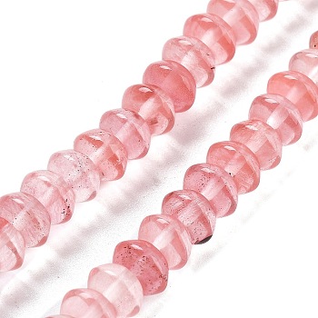 Cherry Quartz Glass Beads Strands, Saucer Beads, 8x5mm, Hole: 0.6mm, about 40pcs/strand, 7.76''(19.7cm)