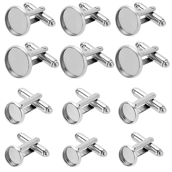 16Pcs 4 Styles 304 Stainless Steel Cuff Button, Cufflink Findings for Apparel Accessories, Stainless Steel Color, 19~25.5x10~16mm, 4pcs/style