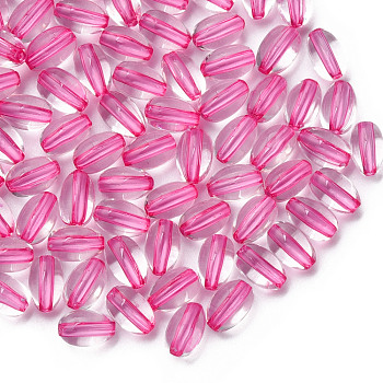Transparent Acrylic Beads, Oval, Camellia, 9.5x6mm, Hole: 1.5mm, about 2000pcs/500g