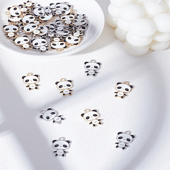 40Pcs 2 Colors Alloy Enamel Pendants, Panda Charms, Platinum & Golden, 21.5x14.5x1mm, Hole: 2mm, 20pcs/color