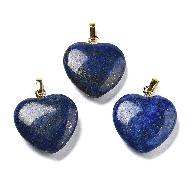 Golden Heart Lapis Lazuli Pendants