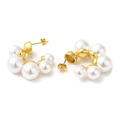 Plastic Imitation Pearl Beaded Round Stud Earrings(EJEW-Q766-09G)-2