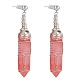 Boucles d'oreilles pendantes à double pointe en verre de quartz cerise(EJEW-PH01406-01)-1