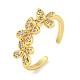 Flower Rack Plating Brass Micro Pave Cubic Zirconia Open Cuff Rings for Women(RJEW-N047-01G-03-RS)-1