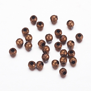 Round Spacer Beads, Cadmium Free & Nickel Free & Lead Free, Iron, Red Copper, about 2mm in diameter, hole: 0.8mm(E004-NFR)