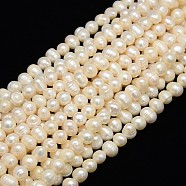Natural Cultured Freshwater Pearl Beads Strands, Potato, Creamy White, 8~9mm, Hole: 0.8mm, about 46pcs/strand, 13.77 inch~14.17 inch(PEAR-L001-C-08)