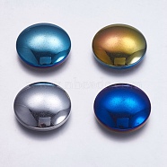 Electroplate Non-magnetic Synthetic Hematite Cabochons, Flat Round, Mixed Color, 20x5.5mm(G-K237-18B-01)