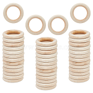 Unfinished Wood Linking Rings, Original Color Wooden Ring, Bleached, Ring, Antique White, 40x7mm, Hole: 25~26mm, 40pcs/bag(WOOD-GF0001-79)