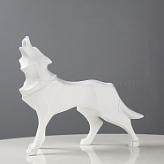 Resin Crafts Wolf Statue, for Home Office Cabinet Deaktop Decoration, White, 85x220x195mm(WOLF-PW0001-20A)