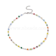 Glass Seed Beaded Necklace for Women, Colorful, 16.34 inch(41.5cm)(NJEW-JN04276)
