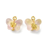 Light Gold Tone Alloy with Glass Charms, Butterfly Charm, Wheat, 14~14.5x14~14.5x9~9.5mm, Hole: 1.5~1.8mm(PALLOY-Q457-01G-03)