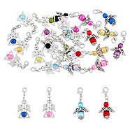 2 Bags 2 Style Alloy Angel Pendant Decoration, with CCB Imitation Pearl Beads, Lobster Clasp Charms, Clip-on Charms, for Keychain, Purse, Backpack Ornament, Stitch Markerb, Mixed Color, 3.8~4.4cm, 12pcs/bag, 1 bag/style(KEYC-FH0001-28)