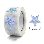 Laser Self Adhesive Paper Stickers, Roll Sticker Labels, Gift Tag Stickers, Star, Cornflower Blue, 2.5cm, about 500pcs/roll(TAPE-PW0001-041)