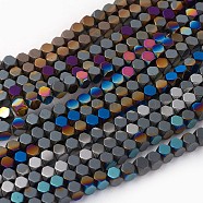 Electroplated Non-magnetic Synthetic Hematite Beads Strands, Half Plated, Octagon, Mixed Color, 4x4x4mm, Hole: 0.8mm, about 106pcs/strand, 16.53 inch(42cm)(G-P408-K)