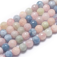 Natural Morganite Beads Strands, Faceted, Round, 8mm, Hole: 1mm, about 49pcs/strand, 15.7 inch(40cm)(G-G792-31B)
