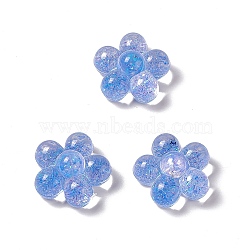 Translucent Acrylic Cabochons, with Glitter Powder, 5-Petal Flower, Royal Blue, 24.5x25x12.5mm(OACR-C009-12D)