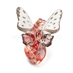 Transparent Resin Pendants, Butterfly Red Heart Charms with Golden Plated Iron Loops, Gainsboro, 34.5x28x18.5mm, Hole: 1.8mm(RESI-D004-01B)