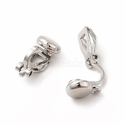 Alloy Clip-on Earring Findings, with Horizontal Loops, Flat Round, Platinum, 15x7x9mm, Hole: 1mm(X-PALLOY-M208-02P)