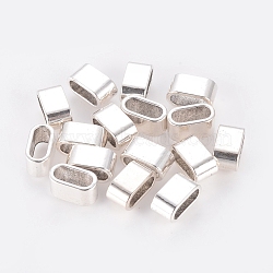 Tibetan Style Slider Charms for Leather Bracelet Making, Cadmium Free & Nickel Free & Lead Free, Rectangle, Antique Silver Color, 13x7x7mm, Hole: 5mm(TIBEB-A101908-AS-FF)