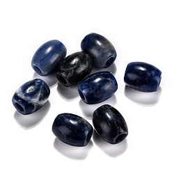 Natural Sodalite European Beads, Large Hole Beads, Barrel, 15~17x12~13.5mm, Hole: 4.5~5mm(G-F580-A07)