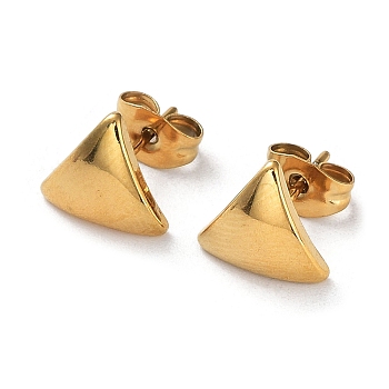 Ion Plating(IP) 304 Stainless Steel Triangle Ear Studs for Women, Real 18K Gold Plated, 9x10mm
