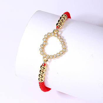 Brass Link Bracelets, Adjustable Bracelet, Heart, No Size