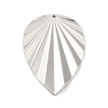 304 Stainless Steel Big Pendants, Leaf Charms, Stainless Steel Color, 58x42x3mm, Hole: 1.8mm